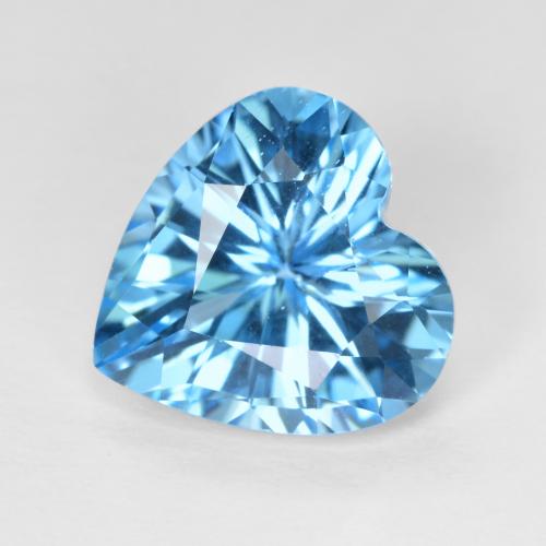 4.89ct Heart Facet Blue Topaz from Brazil, Dimension 11.2 x 11.1mm, Natural irradiated Gemstone, VVS-VS Clarity, 1 piece Topaz in Swiss Blue Color, Mohs Hardness of 8 suitable for daily wear jewelry, Year of the Horse Gemstone, Photo A
