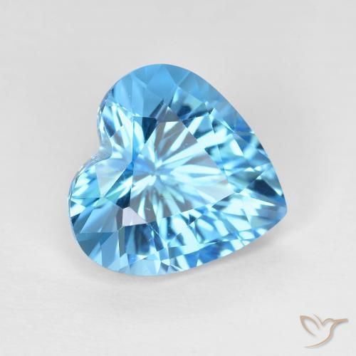 Topaze Cœur en damier des États-Unis 3,83 ct, dimension 10,1 x 10mm, pureté vvs-vs, pierre gemme naturelle Irradié, 1 pièce de topaze de couleur Bleu Suisse, dureté Mohs de 8 convient aux bijoux de tous les jours, pierre de sagesse, Pierre dorée, Photo A