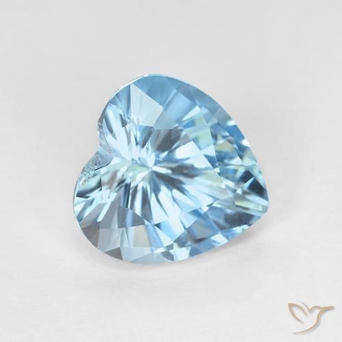 3.06 ct Blue Topaz Stone, Natural Topaz in Heart Facet Shape for Sale