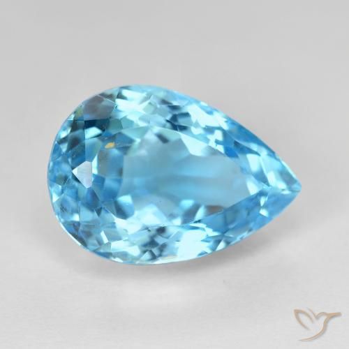 16.12 ct Blue Topaz Stone, Natural Topaz in Pear Facet Shape for Sale