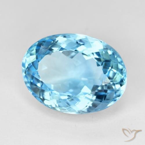 15.84 ct Blue Topaz Stone, Natural Topaz in Oval Facet Shape for Sale