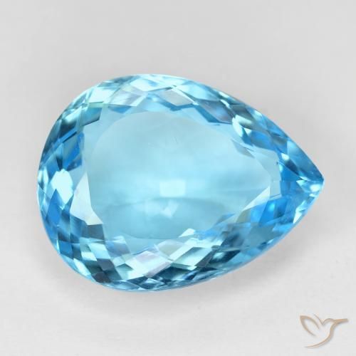 16.13 ct Blue Topaz Stone, Natural Topaz in Pear Facet Shape for Sale