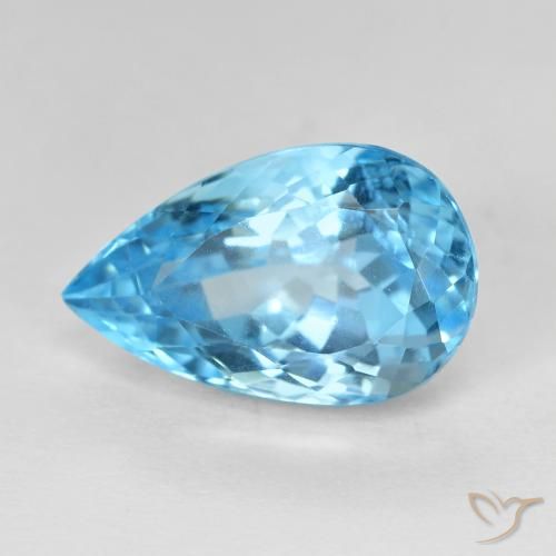 9.52ct Natural Swiss Blue Topaz, Pear Shape, VVS-VS