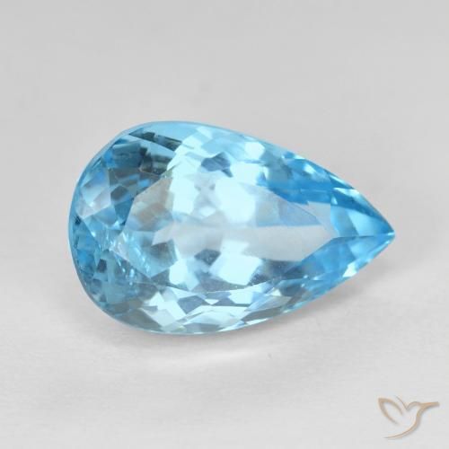 9.52 ct Blue Topaz Stone, Natural Topaz in Pear Facet Shape for Sale