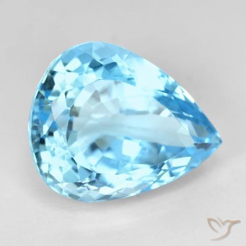 20.97 ct Blue Topaz Stone, Natural Topaz in Pear Facet Shape for Sale