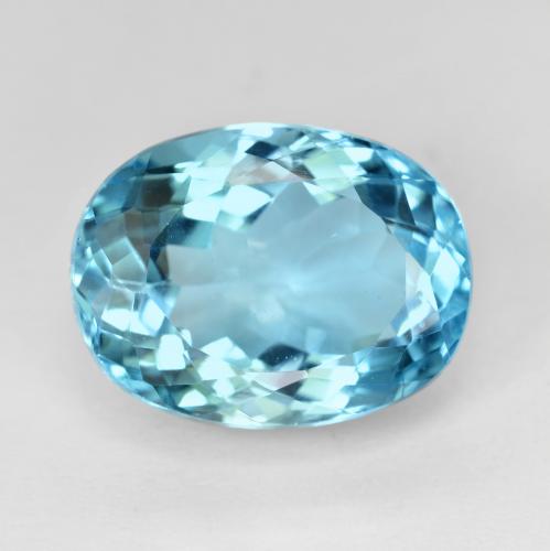 13.97ct Oval Facet Blue Topaz from Brazil, Dimension 16.1 x 12.2mm, Natural irradiated Gemstone, VVS Clarity, 1 piece Topaz in Swiss Blue Color, Mohs Hardness of 8 suitable for daily wear jewelry, Golden Stone, Photo A
