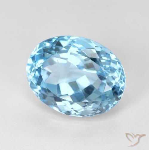 10.16 ct Blue Topaz Stone, Natural Topaz in Oval Facet Shape for Sale