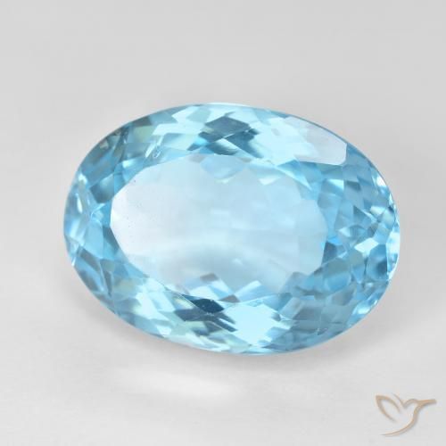 15.38 ct Blue Topaz Stone, Natural Topaz in Oval Facet Shape for Sale