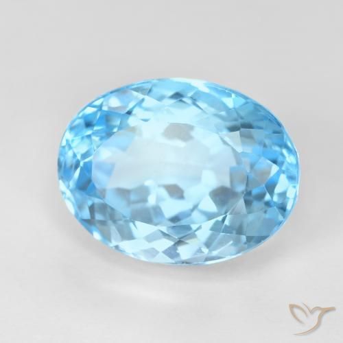12.83 ct Blue Topaz Stone, Natural Topaz in Oval Facet Shape for Sale