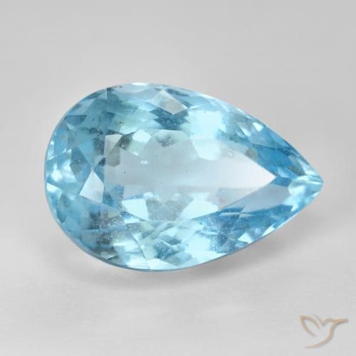 16.76 ct Blue Topaz Stone, Natural Topaz in Pear Facet Shape for Sale