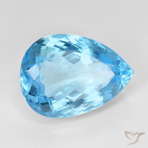 15.36 ct Blue Topaz Stone, Natural Topaz in Pear Facet Shape for Sale