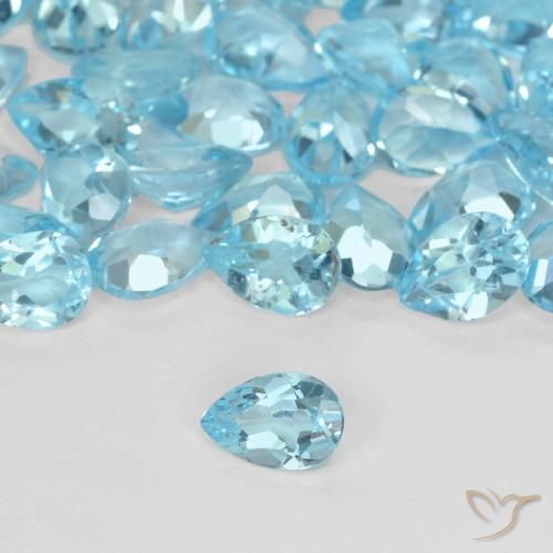 0.55ct Natural Swiss Blue Topaz, Pear Shape, VVS-VS