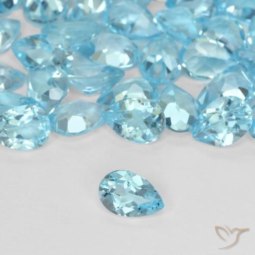 48.89 ctw Blue Topaz Stones, Natural Topaz in Pear Facet Shape for Sale
