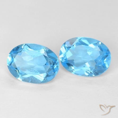 3.00 ctw Blue Topaz Stones, Natural Topaz in Oval Facet Shape for Sale