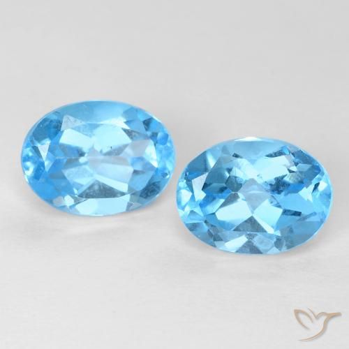 3.48 ct Swiss Blue Topaz, 8.2 x 6.1 mm Oval Cut From Brazil, Photo A