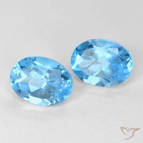 3.48 ctw Blue Topaz Stones, Natural Topaz in Oval Facet Shape for Sale