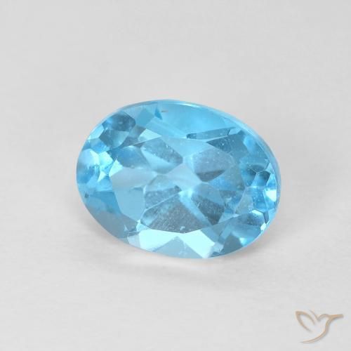 1.72 ct Blue Topaz Stone, Natural Topaz in Oval Facet Shape for Sale