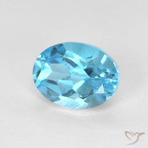 1.78 ct Blue Topaz Stone, Natural Topaz in Oval Facet Shape for Sale