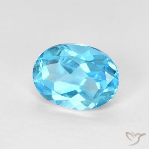 1.66 ct Blue Topaz Stone, Natural Topaz in Oval Facet Shape for Sale