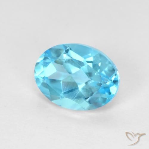 1.69 ct Blue Topaz Stone, Natural Topaz in Oval Facet Shape for Sale