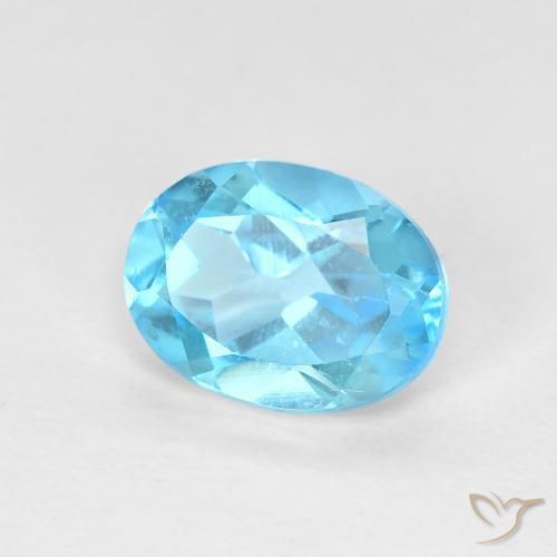 1.76 ct Blue Topaz Stone, Natural Topaz in Oval Facet Shape for Sale