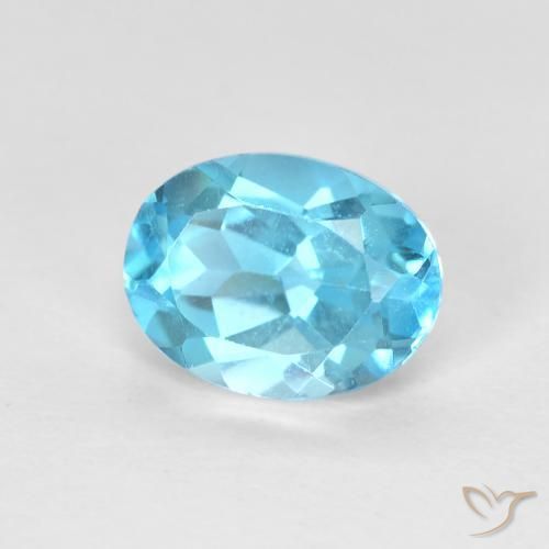 1.77 ct Blue Topaz Stone, Natural Topaz in Oval Facet Shape for Sale