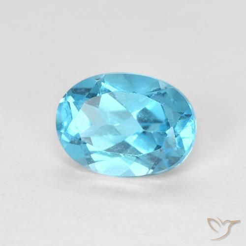 1.60 ct Blue Topaz Stone, Natural Topaz in Oval Facet Shape for Sale