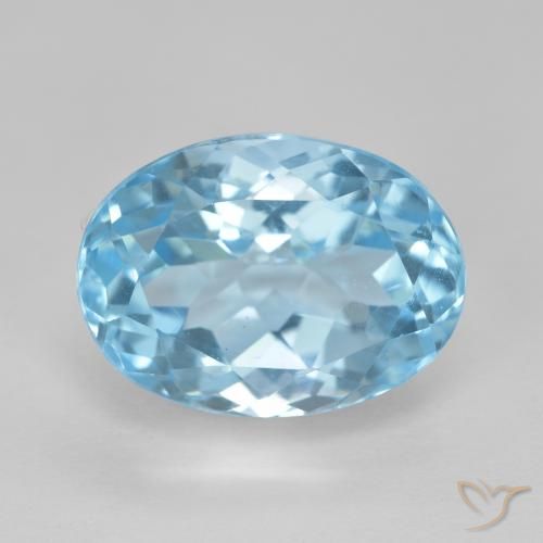 12.59ct Natural Swiss Blue Topaz, Oval, VVS