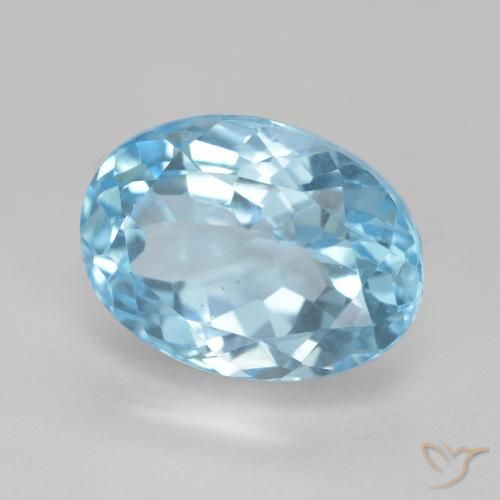 12.59 ct Blue Topaz Stone, Natural Topaz in Oval Facet Shape for Sale