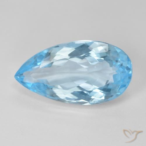 11.51ct Natural Swiss Blue Topaz, Pear Shape, VVS-VS