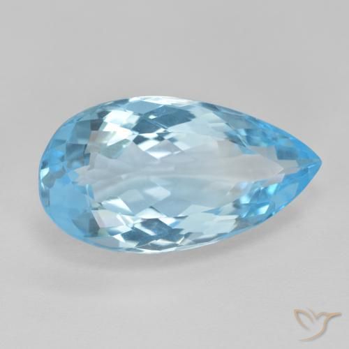 11.51 ct Blue Topaz Stone, Natural Topaz in Pear Facet Shape for Sale