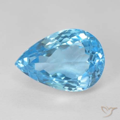13.59ct Natural Swiss Blue Topaz, Pear Shape, VVS-VS