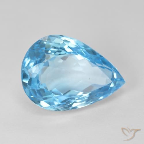 13.59 ct Blue Topaz Stone, Natural Topaz in Pear Facet Shape for Sale
