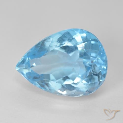 12.83ct Natural Swiss Blue Topaz, Pear Shape, VVS-VS