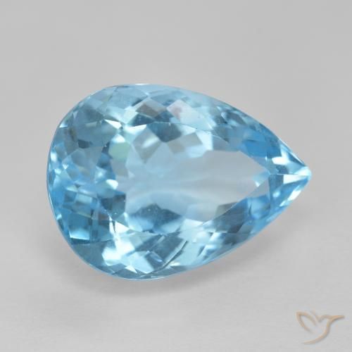 12.83 ct Blue Topaz Stone, Natural Topaz in Pear Facet Shape for Sale