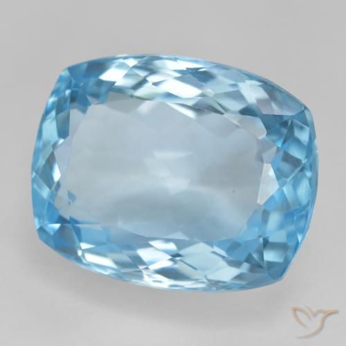 29.55 ct Blue Topaz Stone, Natural Topaz in Cushion-Cut Shape for Sale