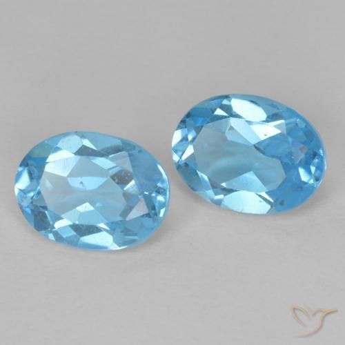 3.06 ctw Blue Topaz Stones, Natural Topaz in Oval Facet Shape for Sale