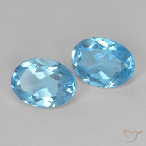 2.95 ctw Blue Topaz Stones, Natural Topaz in Oval Facet Shape for Sale