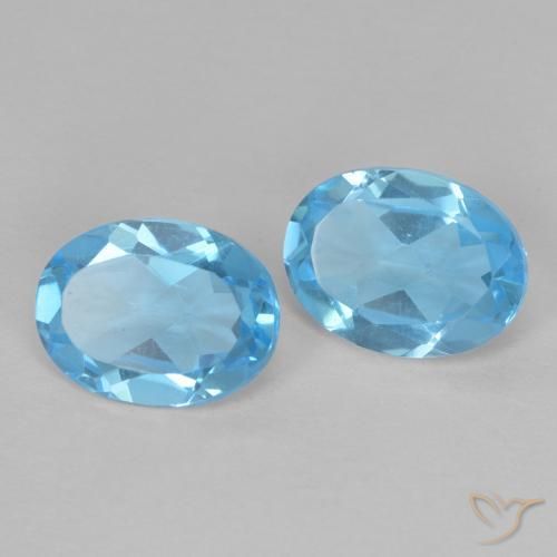 2.61 ctw Blue Topaz Stones, Natural Topaz in Oval Facet Shape for Sale