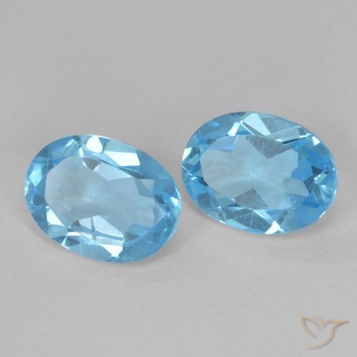 2.69 ctw Blue Topaz Stones, Natural Topaz in Oval Facet Shape for Sale