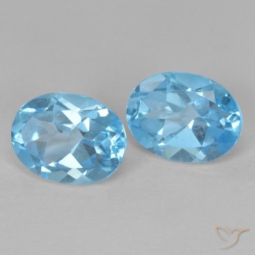 3.38 ctw Blue Topaz Stones, Natural Topaz in Oval Facet Shape for Sale