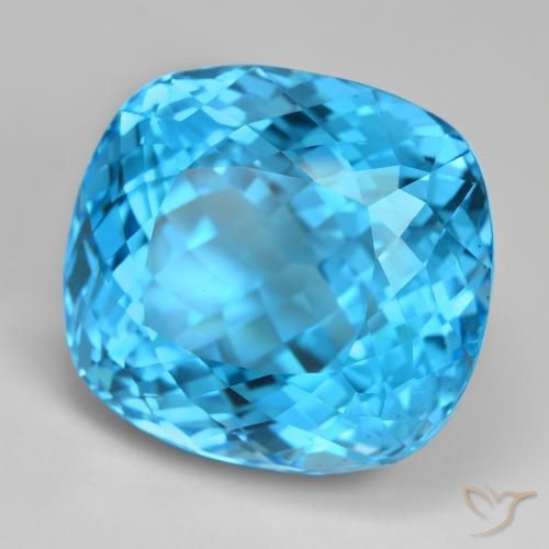 103.31 ct Blue Topaz Stone, Natural Topaz in Cushion-Cut Shape for Sale