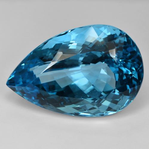 37,5 x 25,2mm blauer Topas im Birnen Schliff aus Brasilien, Gewicht 132,98 ct, Garantiert echter Edelstein in IF Reinheit, 1 Stück Topas - die Farbe ist London Blau, Mohs-Härte von 8 Geeignet für den täglichen Gebrauch im Schmuck, November Geburtsstein, Photo A