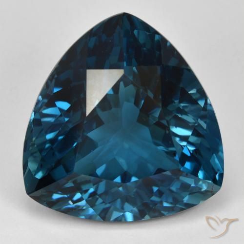 60.01 ct Loose London Blue Topaz, 24.4 x 23.7 mm Trillion Cut From Brazil, Photo A