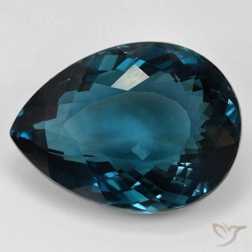 52.68 ct Loose London Blue Topaz, 27.1 x 21.1 mm Pear Cut From Brazil, Photo A