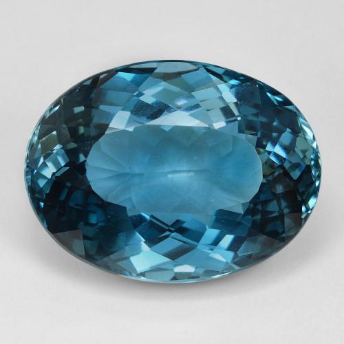 46.82 ct London Blue Topaz, 25.2 x 18.9 mm Oval Portuguese Cut From Brazil, Photo A