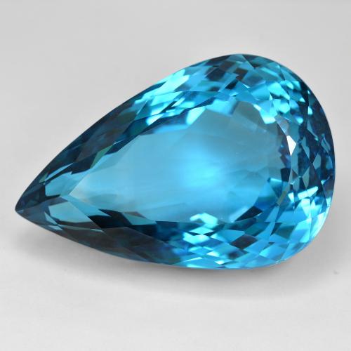 37,4 x 24,4mm birnenschliff blauer Topas aus Brasilien, Gewicht von 137,26 ct, natürlicher Edelstein in IF Reinheit, 1 Stück birnenschliff Topas - Farbe: London Blau, Mohs-Härte von 8 Geeignet für den täglichen Gebrauch im Schmuck, Freitag Edelstein, Photo A