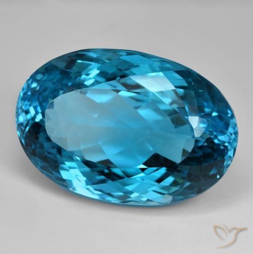 138.23 ct Blue Topaz Stone, Natural Topaz in Oval Portuguese-Cut Shape for Sale