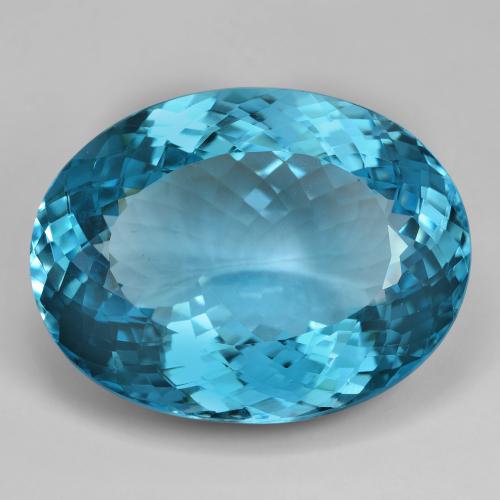 110,35 ct ovaler blauer Topas aus Brasilien, Größe 43,6 x 26,6mm, natürlicher Edelstein, IF Reinheit, 1 Stück ovaler Topas, Mohs-Härte von 8 Geeignet für den täglichen Gebrauch im Schmuck , Symbolisiert gute Gesundheit, Photo A