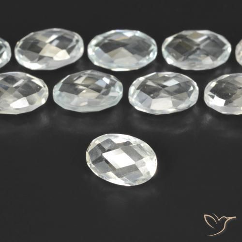 4.05 ctw White Topaz Stones, Natural Topaz in Oval Checkerboard (double sided) Shape for Sale